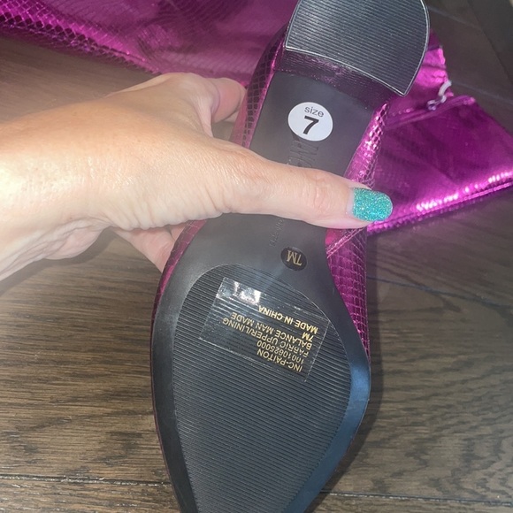 INC Paiton Metallic Berry Pink Snake Knee High Heeled Barbie- core boots… - Picture 13 of 16